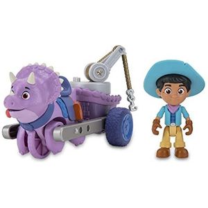 Dino Ranch Miguel & Tango, voertuig met dinosaurus en hoog figuur ca. 7,5 cm, als afbeelding in de tv, voor kinderen vanaf 3 jaar, DNA03300, waardevolle games