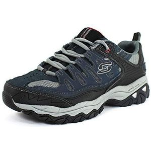 Skechers Afterburn Memory Foam Veterschoenen voor heren, Afterburn Memory Foam Lace-up Sneaker, marineblauw, 42 EU
