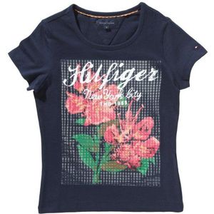 Tommy Hilfiger meisjesshirt/T-shirt, all-over druk SEQUIN CN KNIT S/S_EX50240511