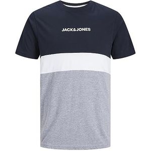 JACK & JONES Heren T-shirt Plus Size Colour Blocking T-Shirt, navy blazer, XXL