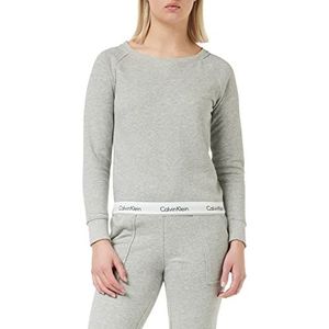 Calvin Klein - Sweatshirt met ronde hals Dames - Modern Cotton Line - CK Loungewear voor dames - Signature elastische zoom - katoen, polyester, Grijs (Grijs Hei 020), XS