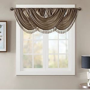 Elena Waterval Versierde Rod Pocket Valance, Faux Silk Valances voor Venster, 38X46"", Brons