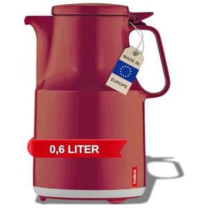 Helios Thermoskan Thermoboy donkerrood 0,6 l – 6 uur warm – houdt dranken warm en koud – praktische bediening met één hand – 100% vaatwasmachinebestendig