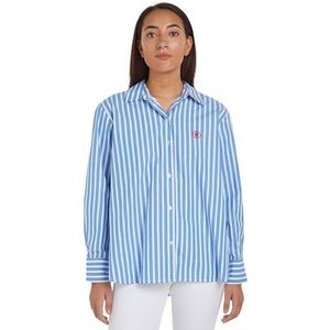 Tommy Hilfiger Dames SMD Stripe Easy Fit Ls Shirt Casual Shirts, Blauw, 32, Bold Stp/Blue Spell, 58