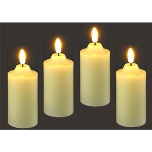 Flair Flower Led-kaarsen, echte was, set van 4 elektrische kaarsen, warmwit, sfeerlicht, verlichting, decoratie, stompkaars, grote adventskaarsen, adventskrans, krans, romantisch, Valentijnsdag, 10 cm