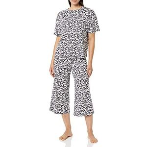 Amazon Essentials Dames gebreide jersey pyjamaset (verkrijgbaar in grote maten), marineblauw silhouet bloemen, groot