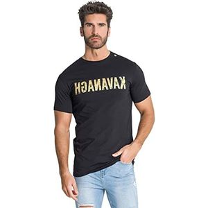 Gianni Kavanagh Black Reverse Gold Tee T-shirt voor heren, Zwart, XL