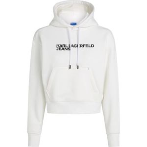 Karl Lagerfeld Jeans Dames Reg Logo Hoodie Hooded Sweatshirt, wit, L