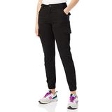 Urban Classics Damesbroek voor dames, hoge taille, cargobroek, cargo-broek met opgestikte zakken, verkrijgbaar in vele kleuren, maten 26-34, zwart, 32
