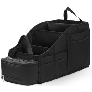 Cozary Autostoelorganizer, auto-organizer voor kinderen, speelgoed, boeken, snacks, organizer voor de achterbank voor kinderen, met bekerhouders en netvakken, inklapbare achterbank-organizer