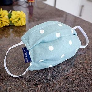 Blue Badge Co 5 stuks klein katoenen gezichtsmasker, dubbellaags gezichtsbedekking inAqua Marine Spotty, met zakje voor extra filter