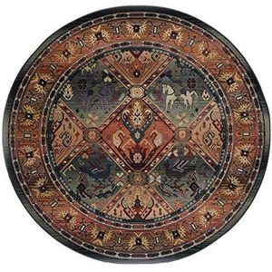 Klassiek Oosterse tapijt met vintage effect, zeer robuust en duurzaam, 120 cm rond; kleur: groen, THEKO de merktapijten - Gabiro
