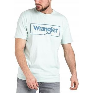 Wrangler Heren Frame Logo Tee T-shirt, Surf Spray, X-Large, Surf Spray, XL