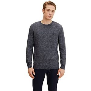TOM TAILOR Uomini Gebreide trui met borstzak 1029735, 29443 - Navy White Fine Mouline, S