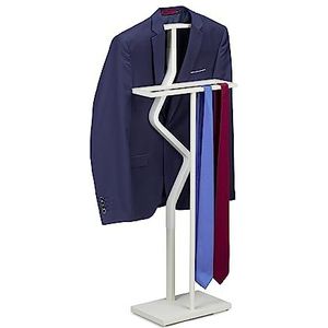 Relaxdays dressboy, modern, mdf & staal, HxBxD: 107 x 47,5 x 20 cm, overhemden, pakken & broeken, slaapkamer, wit