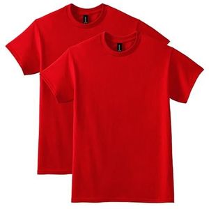 Gildan Ondoorzichtig T-shirt voor heren, verpakking van 2 stuks, Rood (verpakking van 2), XL