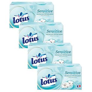 Lotus Sensitive 320 zakdoeken, wit, in doos (4 dozen x 80 zakdoeken) 4-laags voor meer comfort