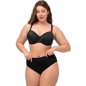 Ulla Popken 697144 Beugelbeha voor dames, grote maten, tot 110D, dessous, zachte cups, verstelbare bandjes, naadloos, effen en sierstrik, zwart (10), 95D