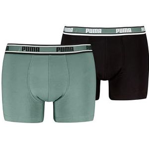 PUMA Heren Logo Elastic Boxer, Dark Green, S (2-pack), dark green, S