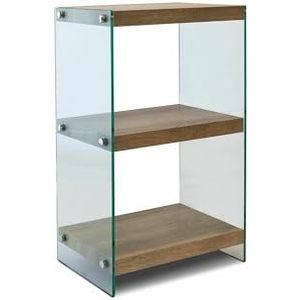 CRIBEL Leviosa boekenkast met 3 legplanken, eiken/gehard glas, 40 x 30 x 70 cm