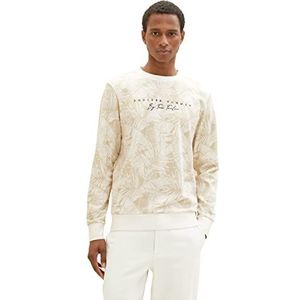 TOM TAILOR Heren 1036391 sweatshirt, 32005-Offwhite Beige Leaf Design, 3XL, 32005 - Offwhite Beige Leaf Design, 3XL