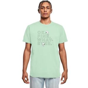 Merchcode Heren Tops Peanuts - Ok Fine Whatever T-shirt Ronde hals, Regular Fit, Katoen 100 Percent, XL, Neo Mint, XL