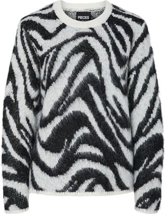 PIECES Trui 'PCMYNTHE'  zwart / wit