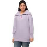 Ulla Popken Ottomansweatshirt voor dames met troyer sweatshirt, Pastel lila, 42-44 Grote maten