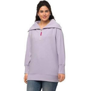 Ulla Popken Ottomansweatshirt voor dames met troyer sweatshirt, Pastel lila, 42-44 Grote maten