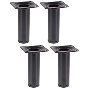 Wagner meubelpoot tafelpoot meubelvoet Classic Retro 4-delige set Stelpootjes - Ø 30 x 100 mm, geïntegreerde schroefplaat 60 x 60 mm, binnendraad Ø 10 mm, staal gepoedercoat zwart - 12101004