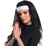 Boland 01096 - nonnenkap, zwart-wit, muts, hoed, hoofddeksel, kerk, religie, non, kostuum, carnaval, themafeest