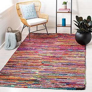 Safavieh Getextureerd tapijt, NAN142, handgetuft katoen, roze/meerkleurig, 160 x 230 cm