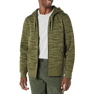 Amazon Essentials Men's Fleecetrui met volledige ritssluiting en capuchon (verkrijgbaar in grote en lange maten), Groen Abstracte camo, L