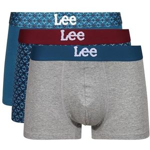 Lee Boxershorts voor heren in blauwgroen/print/grijs | Soft Touch katoenen boxershorts, Teal/Print/Grijs, S