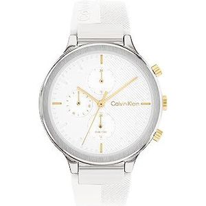 Calvin Klein Analoge multifunctionele Quartz horloge voor vrouwen collectie energie met roestvrij staal of siliconen armband, Wit, Minimalist
