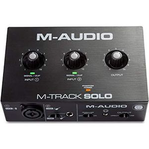 M-Audio M-Track Solo – USB Audio Interface voor opnemen, streamen en podcasten met XLR-, lijn- en DI-ingangen, plus een softwaresuite inbegrepen