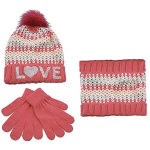 MacBeen Set met handschoenen, muts en sjaal voor schoolbenodigdheden van 2 tot 5 jaar, roze, winteraccessoireset, klein, uniseks, kinderen