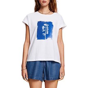 ESPRIT T-shirt met print op de voorkant, 100% katoen, 100/wit., XXS