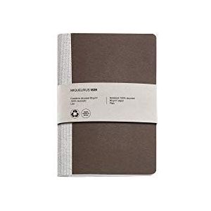 Miquelrius - Gerecycled notitieboek, nietjes en stoffen rug, afmetingen 152 x 210 mm, 56 gladde pagina's (80 g/m²), bruin