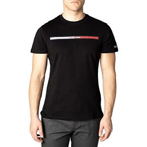 Tommy Jeans Heren T-shirt met korte mouwen Essential Flag Tee ronde hals, Zwart, XS