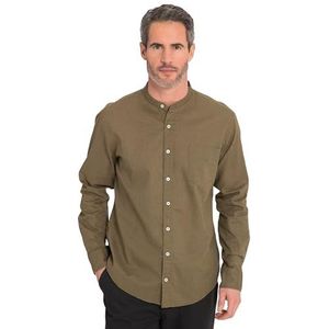 JP 1880, Herenhemd met lange mouwen, lange mouwen, opstaande kraag, moderne pasvorm, grenengroen., 5XL