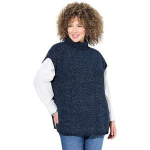 Ulla Popken Grote maten grote maten plussize truien, rolkraag, glitter, opstaande kraag, halve mouwen, Inkt blauw., 50/52 NL