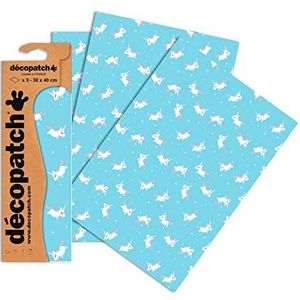 Decopatch Papier No. 727 (blauwe eenhoorn, 395 x 298 mm) verpakking van 3