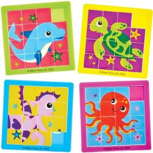 Baker Ross FX680 Sealife Buddies Schuifpuzzels - Set van 6, Feestzakjesvullers voor kinderen