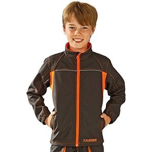 Planam, Junior, 6130146, softshelljack, antraciet/geel/meerkleurig, maat 146 110 olijf/oranje