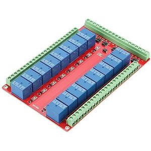 Relaiskaart, 16-kanaals relaismodule Interfacekaart Hoog laag niveau Trigger DC 5/12/24V Veel kanaals interfacekaart Relaismodule(DC12V)