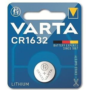 Varta 0K17913 batterijen Electronics CR1632 Lithium knoopcel verpakking met 1 knoopcel in originele blisterverpakking van 1 exemplaar, 1-Pack, zilver