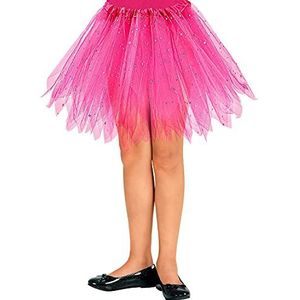 Widmann 10327 10327-Tutu glitter, roze, lengte ongeveer 30 cm, petticoat, onderrok, danseres, meisjes, meerkleurig, eenheidsmaat