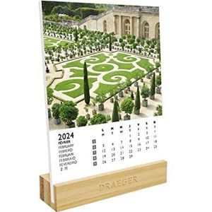 DRAEGER PARIS | Plantenkalender 2024 | 12 x 16,5 cm | jaar 2024 | 7 talen | maandkalender | bamboe sokkel | FSC®-gecertificeerd papier | plantaardige inkt