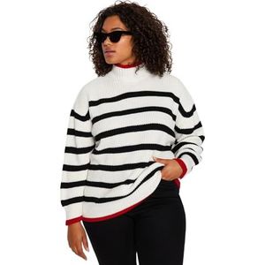 Trendyol FeMan Relaxed fit Basic Rolled Neck Knitwear Plus Size Jumper, Ecru, 4XL, Ecru, 4XL Grote Maten